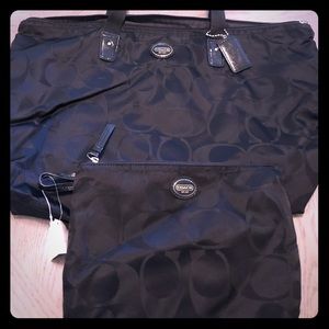 Coach weekender bag with small travel bag